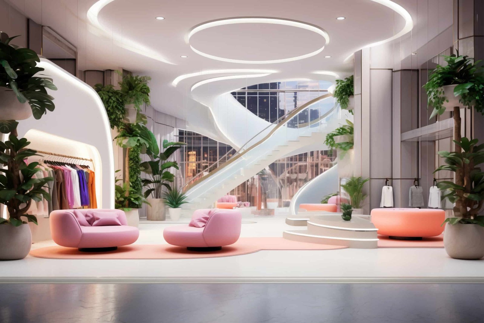 futuristic store with abstract concept architecture